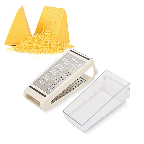 Cheese Grater, Multipurpose Kitchen Box Graters with Double Sided Removable Container, Professional Box Grater for Cheese, Vegetables, Ginger, Garlic