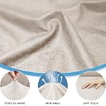 2-Pieces T Cushion Armchair Slipcovers Leather Look Couch Cover Chair Covers Stretch Furniture Protector Sofa Cover with 1 Individual T Cushion Seat Cover Slipcover Sets Washable, Beige - Image 3