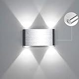 Lightess LED Wandleuchte Modern, Wandlampe Innen, Wandbeleuchtung Up Down aus Aluminium für Wohnzimmer Schlafzimmer Treppenhaus Flur (kaltweiße Lampe-4w)