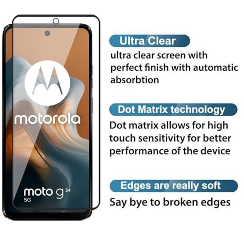 Image of Premium Tempered Glass Screen Protector for Motorola Moto G34 - HD Clarity, 9H Hardness, Bubble-Free