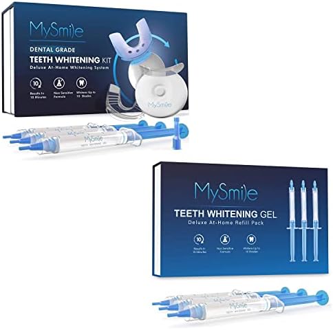 MySmile Teeth Whitening Kit with LED Light, 10 Min Non-Sensitive Fast Teeth Whitener with 3 Carbamide Peroxide Teeth Whitening Gel, Helps to Remove Stains from Coffee, Smoking, Wines, Soda, Food