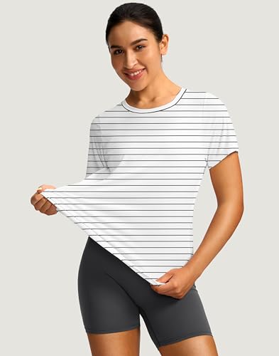 Image of Women's Short Sleeve Workout Shirts UPF 50+ Sun Protection T-Shirts Quick Dry Breathable Gym Running Hiking Tops for Women