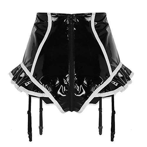 Sexy Lingerie Dames Latex Ondergoed Gevoerd Lederen Rits Trainingspakken Hoge Taille Trainingspakken Met Jarretel - Image 5