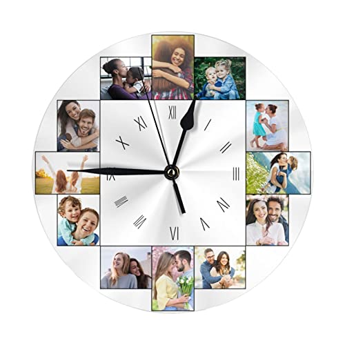 Naispanda Reloj de Pared Personalizado, Reloj Personalizado con Texto con Foto, Reloj Personalizado Familia Madre Padre Cumpleaños Boda Día de San Valentín Navidad Cumpleaños Regalo de Boda