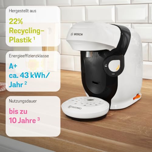 Bosch Tassimo Style friendly Kapselmaschine TAS114E, über 70 Getränke, geeignet für alle Tassen, vollautomatisch, platzsparend, 1400 W, weiß – Ansicht 3