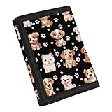 TOADDMOS Kids Wallets, Cute Puppy Dog Paws Fashion Trifold Clutch Card Holder RFID Blocking Card Case Wallet