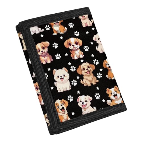 TOADDMOS Kids Wallets, Cute Puppy Dog Paws Fashion Trifold Clutch Card Holder RFID Blocking Card Case Wallet