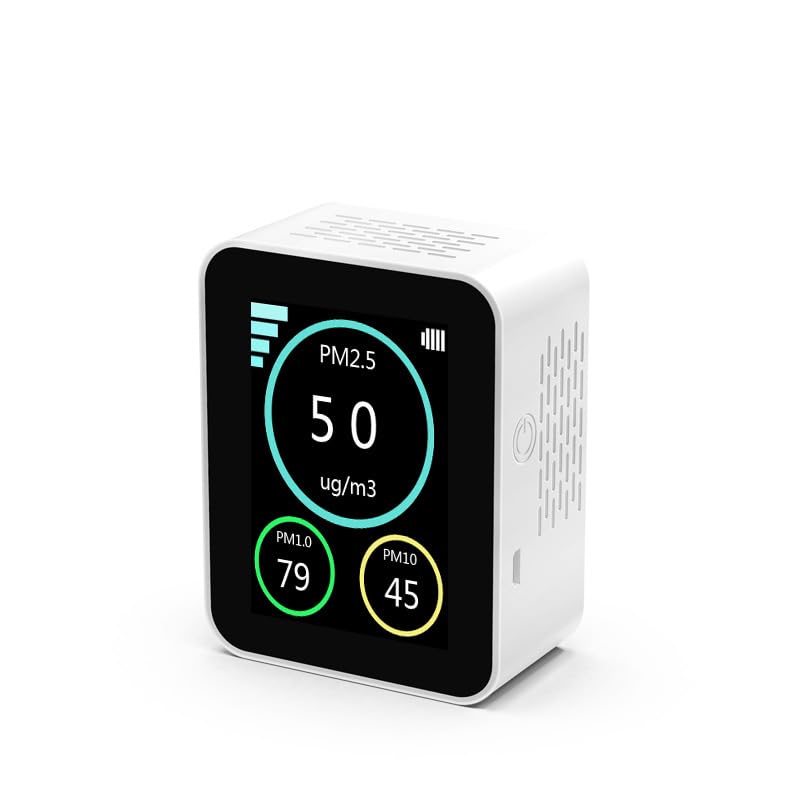 Monitor della qualità dell'aria, Rilevatore di qualità 'aria, PM2.5, monitoraggio e particelle nebbiose, rilevamento e particelle di polvere concentrate, strumenti pneumatici PM2.5 PM1.0 PM10(White)