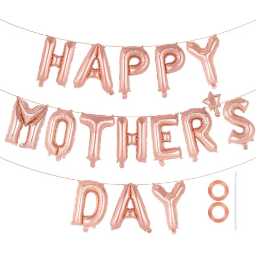 Happy Mother's Day Balloons, Mother's Day Letter Balloons Banner, Happy Mothers Day Backdrop Balloon for Mothers Day Themed Party Supplies (Mothers Day-Champagne Gold)