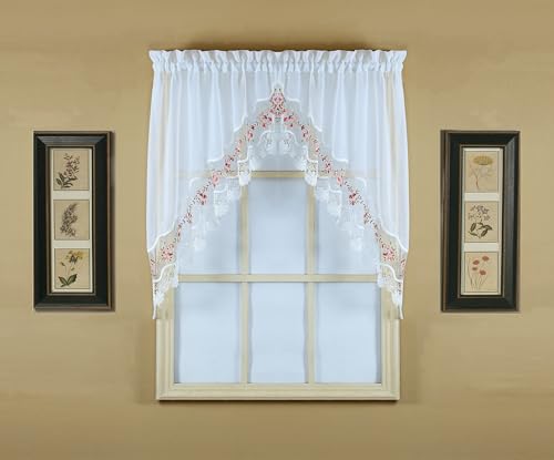 Todays Curtain Vintage Macrame Organza Swag 38 WhiteRose 58 W x 38 L