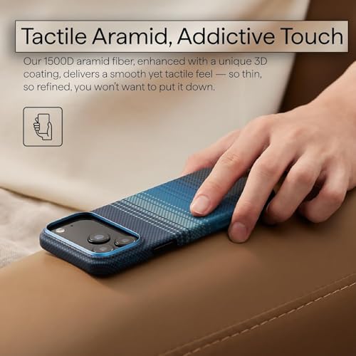 Image of Pitaka Thin Light iPhone 17 Pro 6.3 inch Case Cover with Camera Control Button, MagSafe Compatible, Ultra-Slim Case with Caseless Touch Feeling, 600D Aramid Fiber Woven (Moonrise)