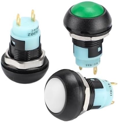 1pc 12mm Small Push Red Button Switch Self-Locking Fixed Latching Big Ball Head Doorbell Access Control