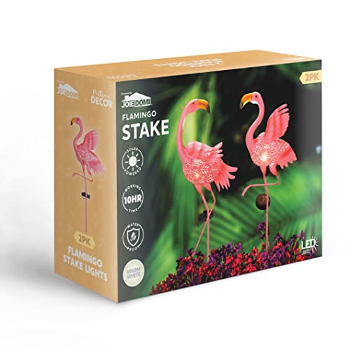 Joiedomi 2 Pack Pink Flamingo Garden Solar Lights, Flamingo Pathway Outdoor Stake Metal Lights, Waterproof Solar Led Flamingo Lights For Outdoor Lawn, Garden, Patio Decoration, Courtyard #TOP7