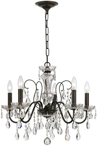 Crystorama Butler 5 Light Hand Cut Crystal English Bronze Chandelier