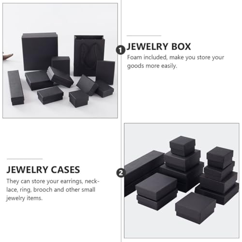 Boîtes à bijoux en papier kraft noir x48 avec éponge pour bagues