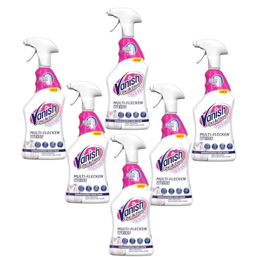 Vanish Oxi Action Multi-Flecken Vorwaschspray Weiß – 6 x 750 ml – Effektiv gegen 100+ Arten von Flecken – Fleckenentferner für die Vorbehandlung weißer Wäsche