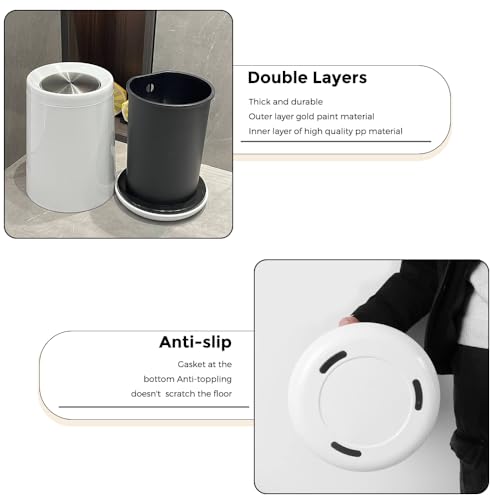 Image of 10 L /2.6Gallen,Swing Lid Trash Can,Metal Garbage Can with Flipping Lid,for Bathroom,Living Room,Bedroom,Hotel,Office, Laundry Room(White)