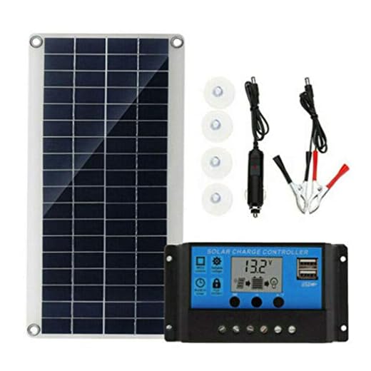 UPKOCH Bärbar solpaneluppsättning 18 V 20 W komplett system solceller LCD-display laddningsreglage kabel polykristallin flexibel solladdare för husbil camping båt