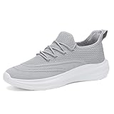 VAMJAM Men's Running Shoes Slip On Walking Shoes Non Slip Lightweight Workout Breathable Gym Sneakers Fashion Mesh Sneakers LightGray Size 14