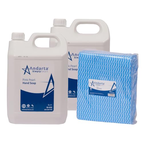Image of Pink Pearl Hand Soap - 2x5L and Blue J-Dish Cloths - 50pcs (35 x 42cm)