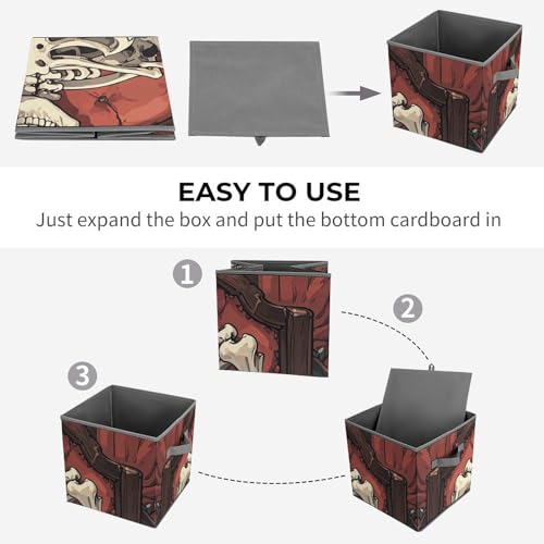 Boîte de rangement imprimée squelette pliable et ultra pratique