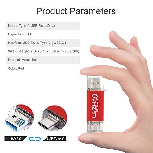 Clé USB Type C 256 Go USB 3.0 OTG rouge pour smartphone