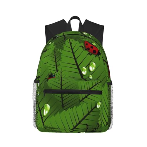 Sac à dos de voyage confortable noir imprimé feuilles pour éviter le mal de dos