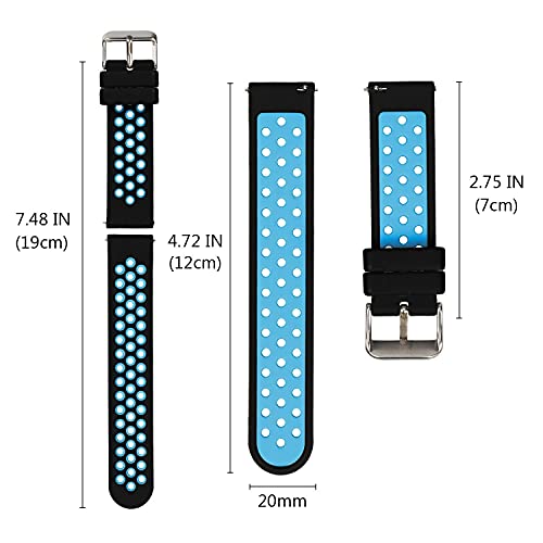 Universal 18Mm 20Mm 22Mm 24Mm Width Silicone Watch Band Replacement, Quick Release Rubber Watch Bands For Men & Women (20Mm, Black-Blue) #TOP5