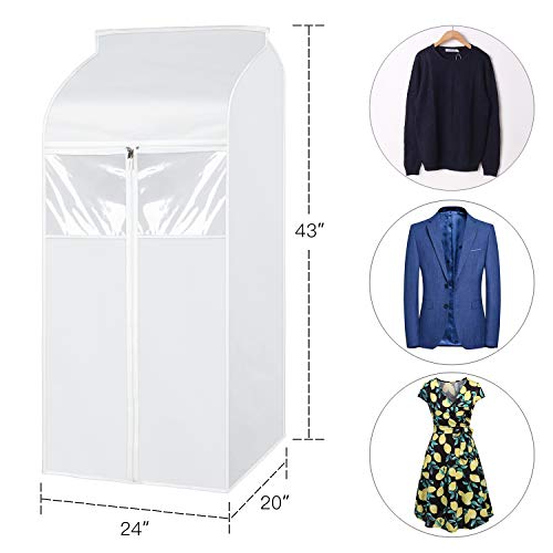 Zilink Large Garment Bags for Storage 43 inch (2 Pack) Dust-Proof Hanging Garment Rack Cover Suit Bags Organizer Hanging Clothes Cover for Suit Coats Jackets Dress Storage - Thumbnail 5