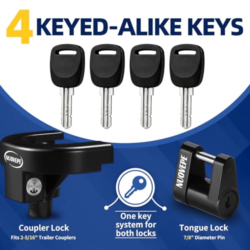 2 5/16Inch-Trailer-Hitch-Locks-Kit, Heavy Duty Anti Theft Trailer Tongue Lock, Reinforced Solid Steel Weatherproof Tow Coupler Lock, Trailer Locks Ball Hitch for RV, Camper, Cargo, Boat, Caravan by NUOVEPE - Image 2