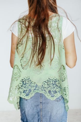 Image of JASTIE Women Open Stitch Cardigan Boho Sleeveless Hippie Summer Hollow Out Solid Crochet Vest