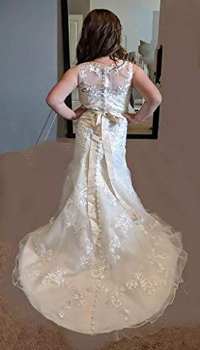 GZCYL Mermaid Flower Girl Dress for Wedding Luxury Junior Bridesmaid Dress Lace Applique2