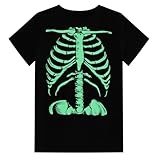 Boys Glow in The Dark Shirt Kids Halloween Shirts Skeleton Bone Short Sleeve for 4-5T Funny T-Shirt