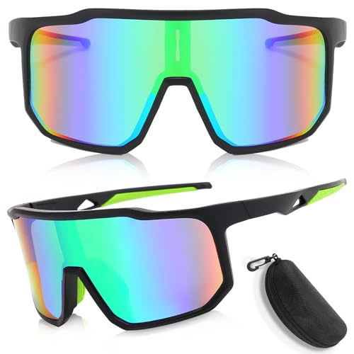 LOVICVKEM Occhiali da Sole da Uomo Polarizzati, Occhiali da Ciclismo Polarizzati, Occhiali Veloci Polarizzati, Occhiali da Sole Sportivi UV400 per MTB, Running, Bici e Attività Outdoor (Verde)