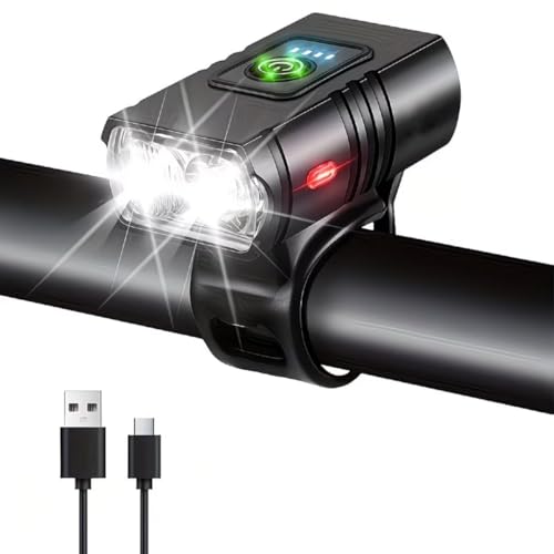 Image of Super Bright USB Rechargeable Bike Lights Set,Waterproof Powerful Bicycle Front Headlight and Back Taillight for Night Riding, for Men Women Kids Road Mountain Cycling (Black Light)