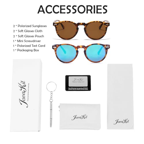 Image of JOVAKIT Vintage Kids Polarized Sunglasses for Girls Boys Age 2-9, Round Sun Glasses for Children UV400 Protection