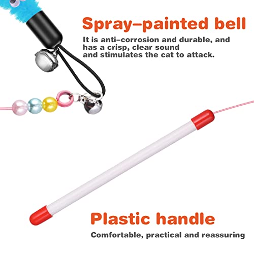 Cobee Katzenspielzeug Ersatz, 6 Stück pelzige Schwanzwürmer mit Glöckchen + Katzenangel Rutenspielzeug, Katzenstab Nachfüllungen, sortierte Teaser Nachfüllungen mit Glöckchen für Katzen und Kätzchen - Image 4