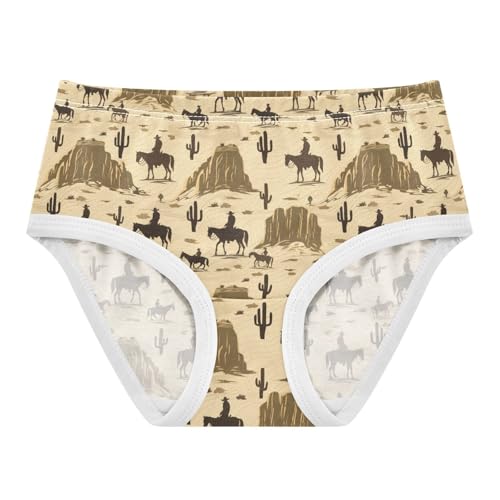 Joisal Durable Toddlers Underwear Floral 2t Cotton Panties for Girl Vintage Western Cowboy Brown Briefs Underpants
