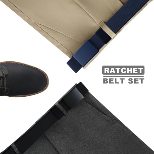 Canvas Belt Men 2 Pack Nylon with Stretch Flexibility, Adjustable Slide Plastic Buckle, Adjustable, Cut to Fit3