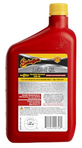 Schaeffer Manufacturing Co. 0700CK4-012S SynShield Durability Advantage 15W-40 Diesel Engine Oil, 1-Quart Bottle