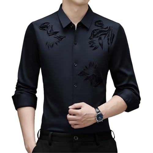 Camisa de vestir de manga larga casual negocios sin planchado masculina