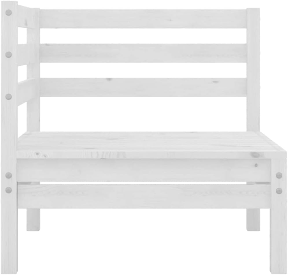 2-Seater Modular Garden Sofa, Solid Pinewood Patio Loveseat with Matte White Finish, Versatile Indoor Outdoor Furniture for Terrace, Balcony, and Living Room