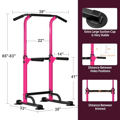 Image of DlandHome Power Tower Pull Up Dip Station Multi-Function Fitness Equipment for Strength Training Adjustable Height Dip Stand for Home Gym