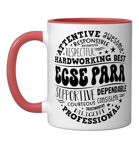 Groovy Early Childhood Special Education SPED ECSE Para Ceramic Mug, Red/White