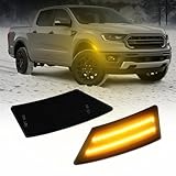 AUTOONE Upgraded LED Side Marker Lights for 2019-2022 Ford Ranger (Lariat/XL/XLT), Front Amber Bumper Signal Lamps, Clear Smoked Lens, Driver & Passenger Side Bumper Lights, 2PCS