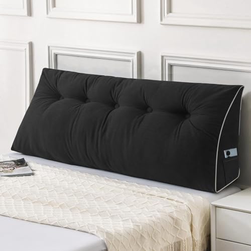 Sasttie Queen Headboard Pillow Wedge Cushion Black