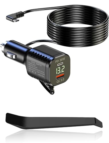 Dash Cam Charger USB Type C Car Power Charging Cable Cord Dashcam Hardwire Kit 12-24V to 5V/3A PD 36W QC3.0 Fast Charging for Dash Cam Charger Replacement, GPS Navigation, DVR, Radar, Phone, Camera