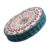 OSOLADY Thick Round Floor Seat Cushion Blue Bohemian Chair Pad Breathable Multi-Purpose Cushion for Living