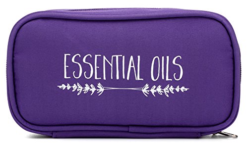 The Oil Owl - Essential Oil Carrying Case - Purple - Lavender Branches – Fits TEN 15ml Bottles – (Can hold 10ml & 5ml bottles as well) – YKK Zipper – Aromatherapy Travel Bag for Young Living, doTERRA