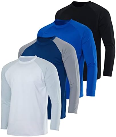 4 Pack: Mens Swim Long Sleeve Rash Guard Shirts Bathing Shirt Swimsuit Swimming Men Swimwear Sun Protection Tee Top BJJ Rashguard UPF 50 Surf Pool Water Brazilian Jiu Jitsu Water Tshirt - Set 3, L